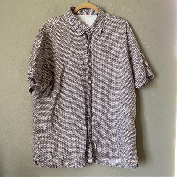 Tasso Elba Tan Orange Button Down Shirt XL